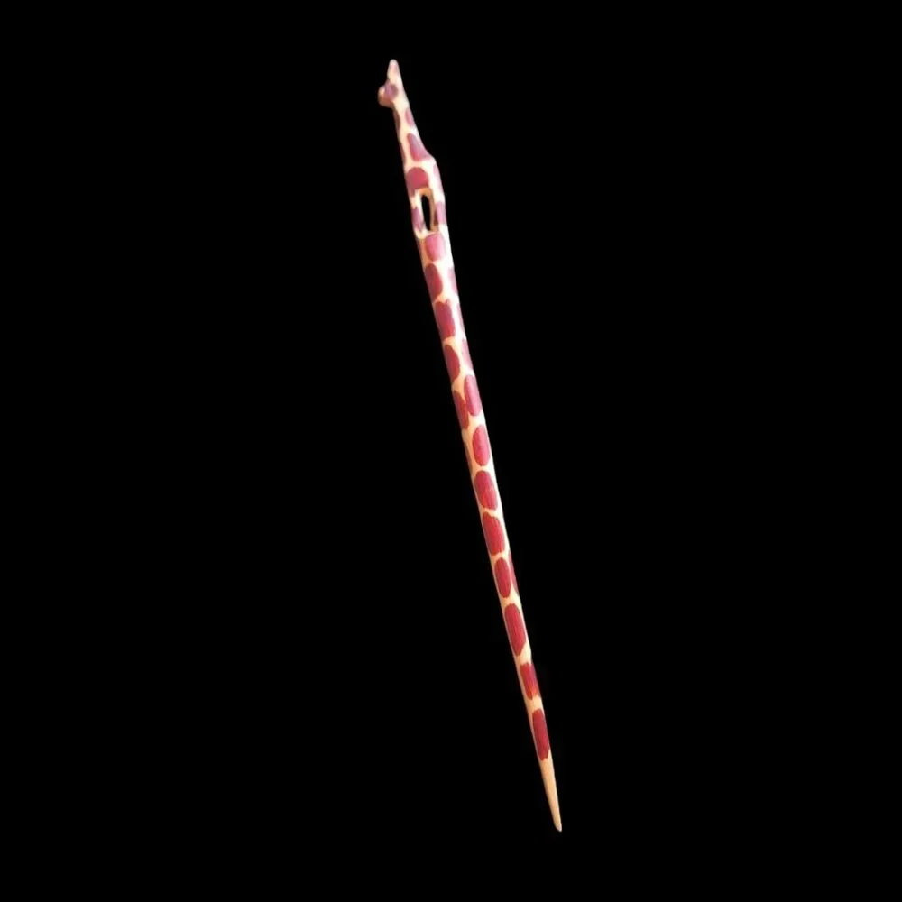 Carved Giraffe‎ Hair Stick Wooden Accessory Bun Desert Animal Safari African
